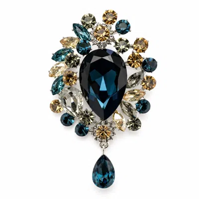 Angel Barocco Women's Vintage Crystal Cluster Drop Brooch – Two Colours - Blue