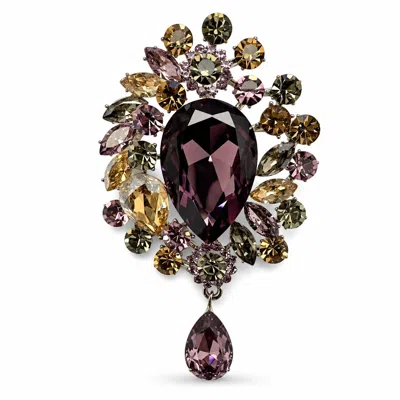 Angel Barocco Women's Vintage Crystal Cluster Drop Brooch – Two Colours - Purple