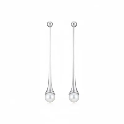 Angel Barocco Women's Waterdrop Design Detachable Dangle Pearl Earrings - Silver