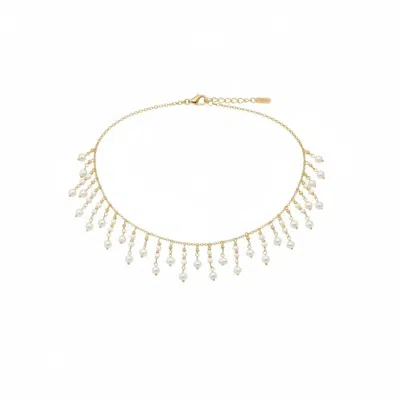Angel Barocco Women's White Natural Freshwater Pearl Tassel Choker Chain In Gray