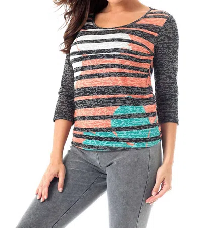 Angel Baseball Stripe Top In Gray Multi In Grey