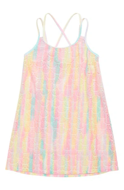 Angel Beach Kids' Crochet Cover-up Dress In Pink Multi