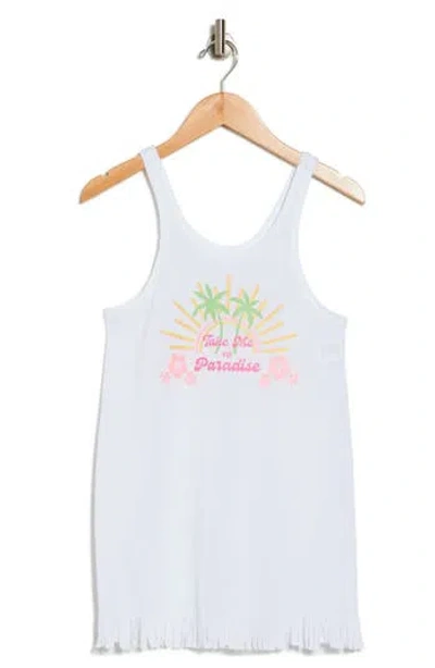 Angel Beach Kids' Paradise Graphic Fringe Hem Dress In White