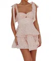 Angel Biba Shoulder Strap Floral Mini Dress In Peach