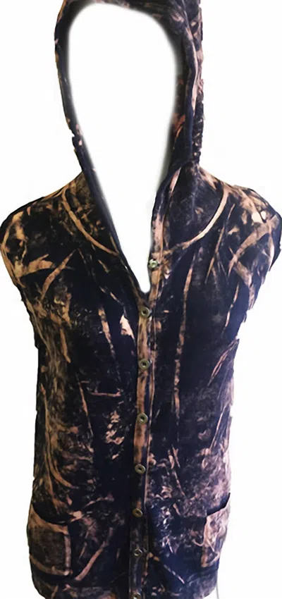 Angel Bleach Snap-front Hoodie Vest In Denim In Multi