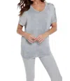Angel Braided Short Sleeve Tunic In Gray In Grey