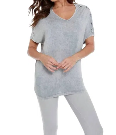 Angel Braided Short Sleeve Tunic In Gray In Grey