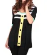 Angel Button-accent Citrus Twist Top In Black/green In Black