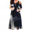 Angel Button Pattern Maxi Dress In Black Multi