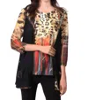 Angel Call Of The Wild Hooded Vest In Black Multi In Multi