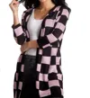 Shop Angel Checker Long Cardigan In Black/pink In Multi