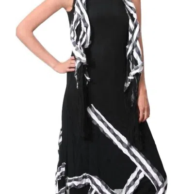 Angel Checkerboard Stripe Maxi Dress In Black/white