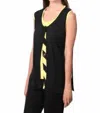 Angel Citrus Twist Button-up Vest In Black/yellow In Black