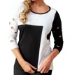 Angel Color Block Crew Sweater In Black/white In Black