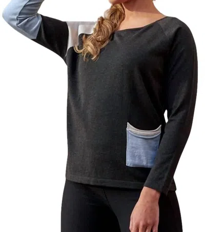 Angel Color Block Scoopsweater In Coal Combo In Grey