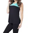 ANGEL COLOR-BLOCK SLEEVELESS TANK IN BLACK/MINT