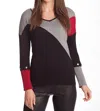 ANGEL COLOR BLOCK V-NECK SWEATER IN BLACK MULTI