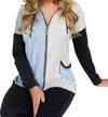 Angel Color Block Zip Hoodie With Pocket In Ice Combo In Multi