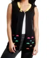 ANGEL COLOR-BLOCKED CUTOUT VEST IN BLACK MULTI