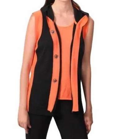 Angel Color-blocked Hooded Vest In Black/orange In Multi