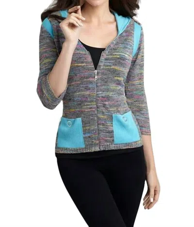 Angel Colorblock Melange Cardigan In Gray Multi