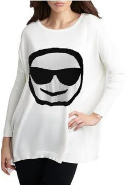 Angel Cool Shade Emoji Top In Stone/black In White