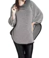 Angel Cowl Neck Tweed Poncho In Black/white In Multi