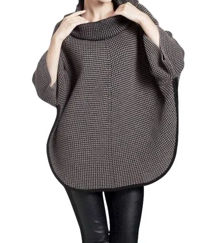 Angel Cowl Neck Tweed Poncho In Taupe/black In Grey