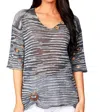 Angel Cut-out Sleeve Top In Denim In Grey