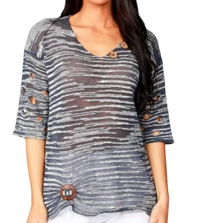 Angel Cut-out Sleeve Top In Denim In Multi