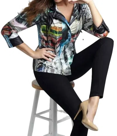 Angel Daybreak Hooded Rain Jacket In Black Multi In Silver