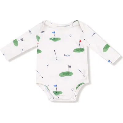 Angel Dear Babies'  All Fore Long Sleeve Bodysuit In White