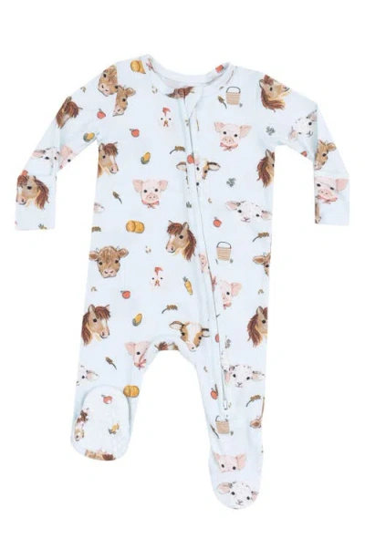 Angel Dear Babies'  Animal Faces Zip Footie In Blue