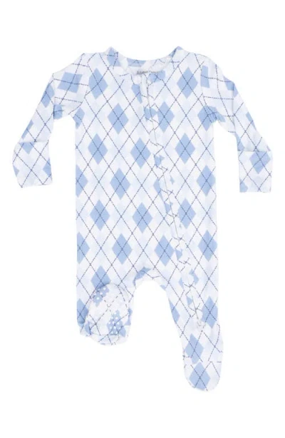Angel Dear Babies'  Argyle Footed Jumpsuit In Blue