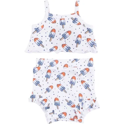 Angel Dear Babies'  Astropop Rib Tank & High Waist Bloomers Set In White