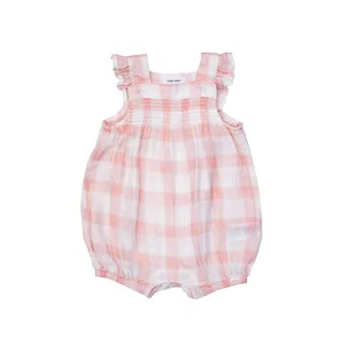 Angel Dear Kids' Baby Girl's Painted Gingham Smocked Overall Shortie In Pink