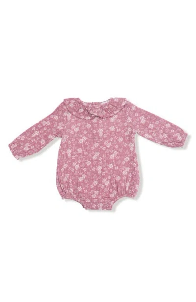 Angel Dear Babies'  Bandana Floral Print Organic Cotton Muslin Bodysuit In Pink