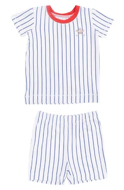 Angel Dear Babies'  Baseball Stripe T-shirt & Shorts Set In Multi