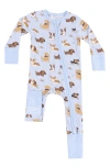 Angel Dear Best Friend Dog Print Convertible Zip Romper In Blue