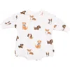 Angel Dear Best Friend Dogs Print French Terry Romper In Neutral