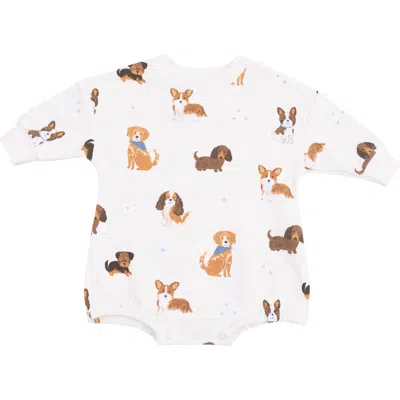 Angel Dear Babies'  Best Friend Dogs Print French Terry Romper In Neutral