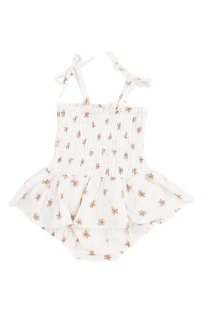 Angel Dear Babies'  Bitty Blooms Organic Cotton Muslin Skirted Bodysuit In Beige