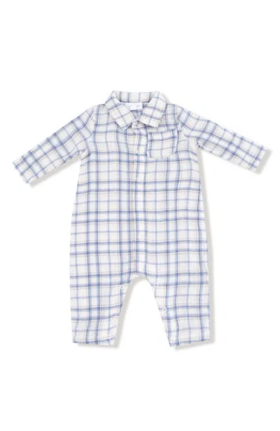 Angel Dear Babies'  Blue Plaid Organic Cotton Muslin Polo Romper