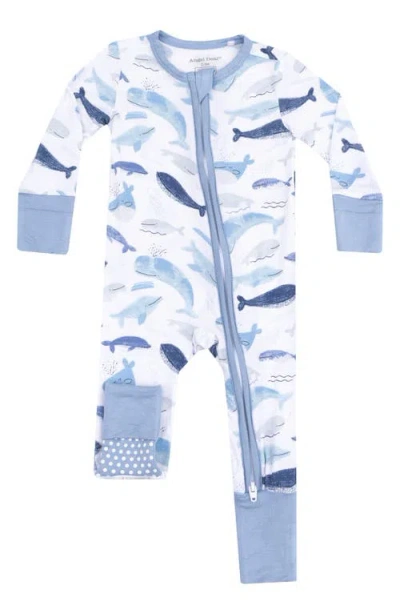 Angel Dear Babies'  Blue Whales Convertible Zip Romper