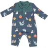 Angel Dear Bowling Print Romper In Navy