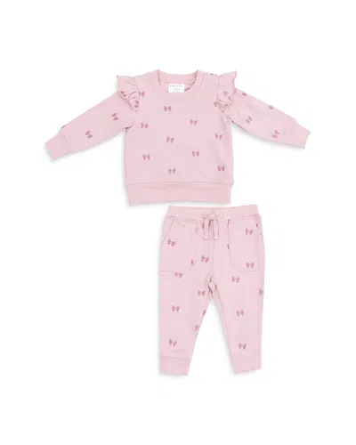 Angel Dear Bows Sweatshirt & Jogger Set - Baby In Rose