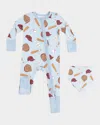 Angel Dear Boy's Baseball-print Coverall In Blue
