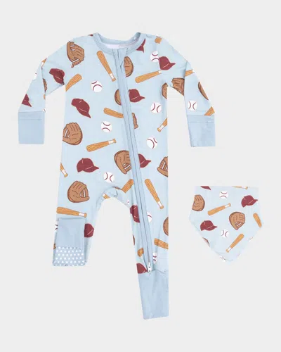 Angel Dear Kids' Boy's Baseball-print Coverall In Multi