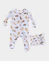 Angel Dear Boy's Best Friend Dogs Printed Footie Set In Blue