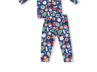Angel Dear Kids' Boy's Christmas Treats Bamboo Long Sleeve Pajama Set In Blue